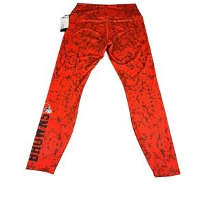 NFL Cleveland Browns Leggings Women XL Orange Black Marble FOCO NWT